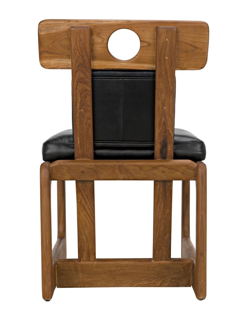 Noir Buraco Teak Leather Chair Black Gloss Finish: Noir Buraco Teak Leather Chair Black Gloss Finish Introducing the Noir Buraco Teak and Leather Chair, a perfect blend of modern design and luxurious materials. This chair features a sleek black clear 