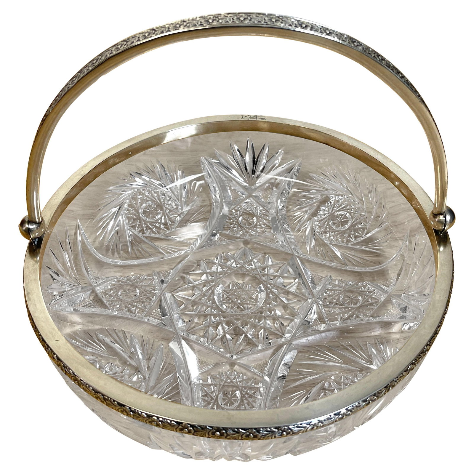 19th Century Russian Neoclassical Sterling Silver Cut Glass Basket (1 of 10)
