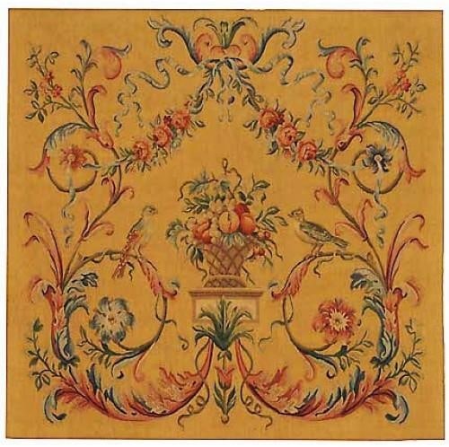 Provence Home Coral Red Hand-Woven Tapestry 48x48 Aubusson Style (1 of 1)