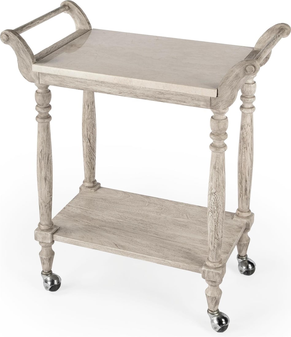Butler Marble Mahogany Bar Cart Rustic Gray Transitional Style (1 of 6)