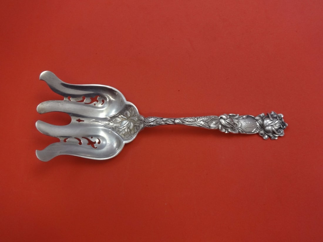 Alvin Bridal Rose Sterling Silver Asparagus Fork 9 1/4 Inch Serving (1 of 1)