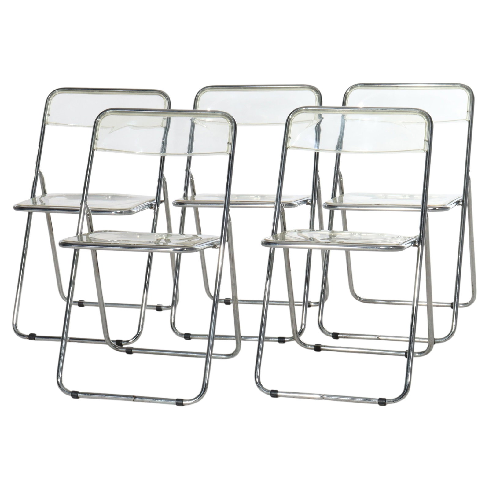 Set of 5 Mid Century Folding Chairs Chrome Lucite c1960 (1 of 10)