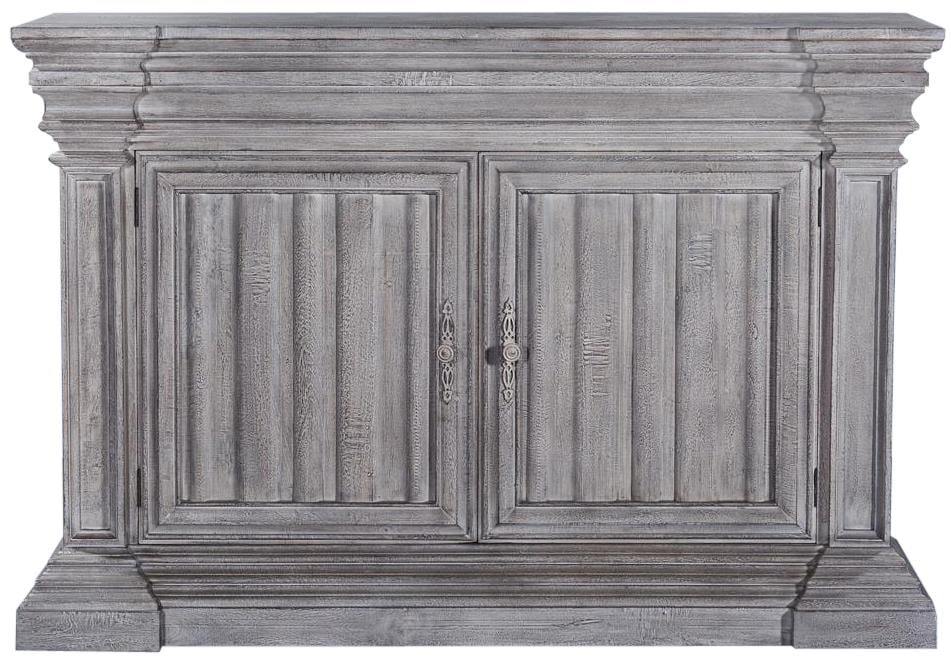 Graywood Gothic Revival Sideboard Solid Wood Weathered Gray: Graywood Gothic Revival Sideboard Solid Wood Weathered Gray Introducing the Graywood Gothic Style Sideboard, a striking piece that combines elegance with functionality. This server features a heavy