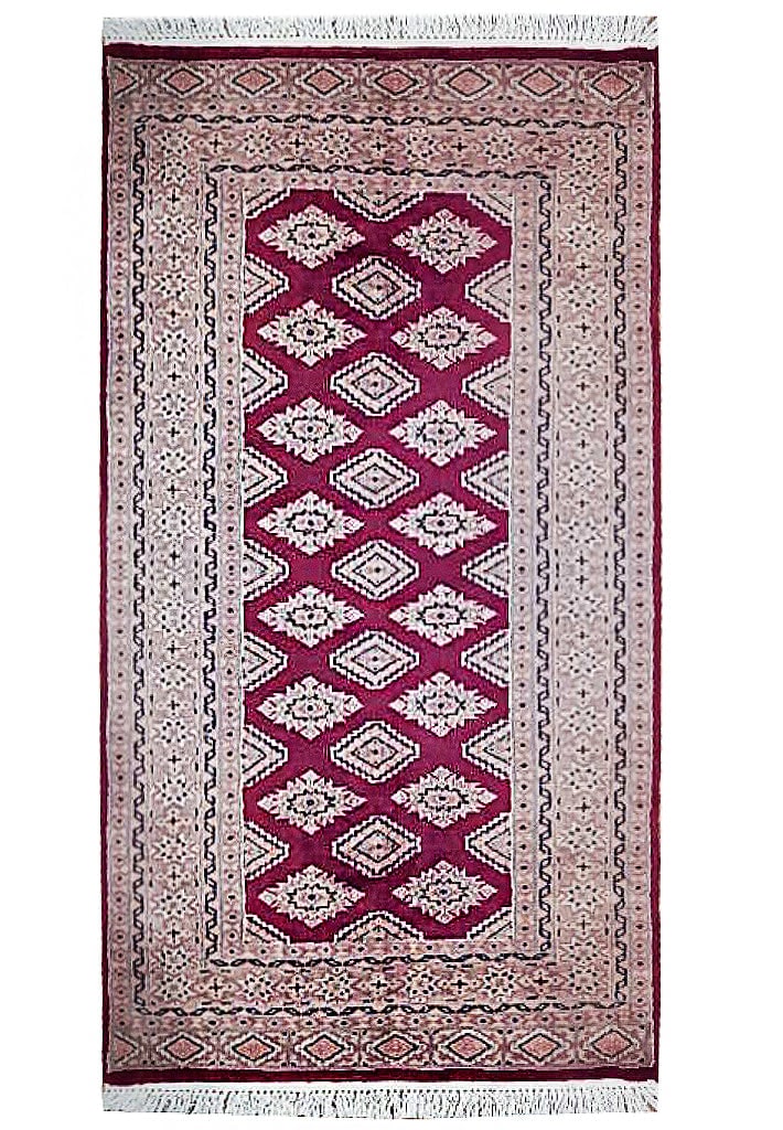 3.1 x 5.2 Ruby Red Hand-Knotted Bokhara Area Rug from Pakistan (1 of 7)