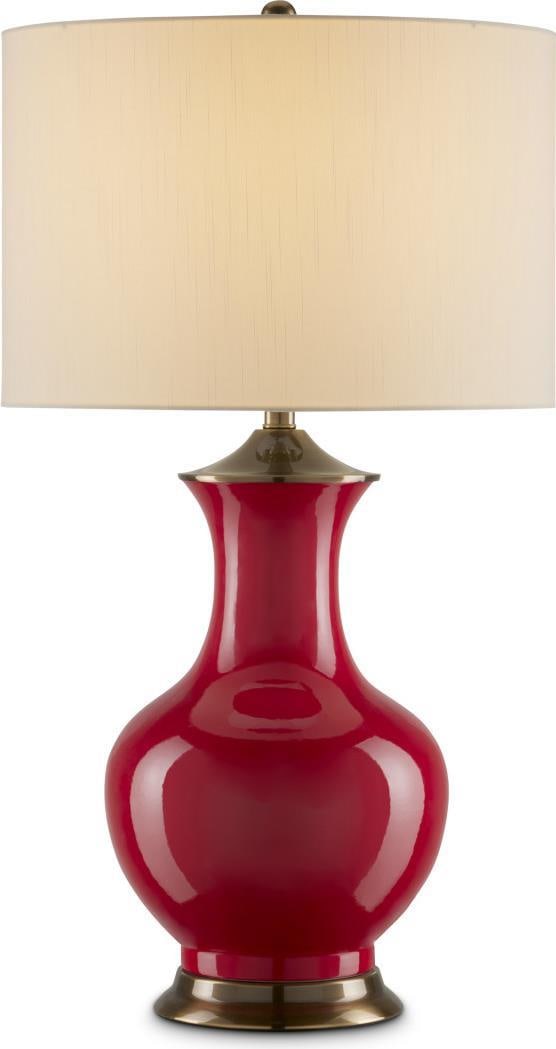 Currey Lilou Red Table Lamp Antique Style 31H 17W 17D (1 of 4)