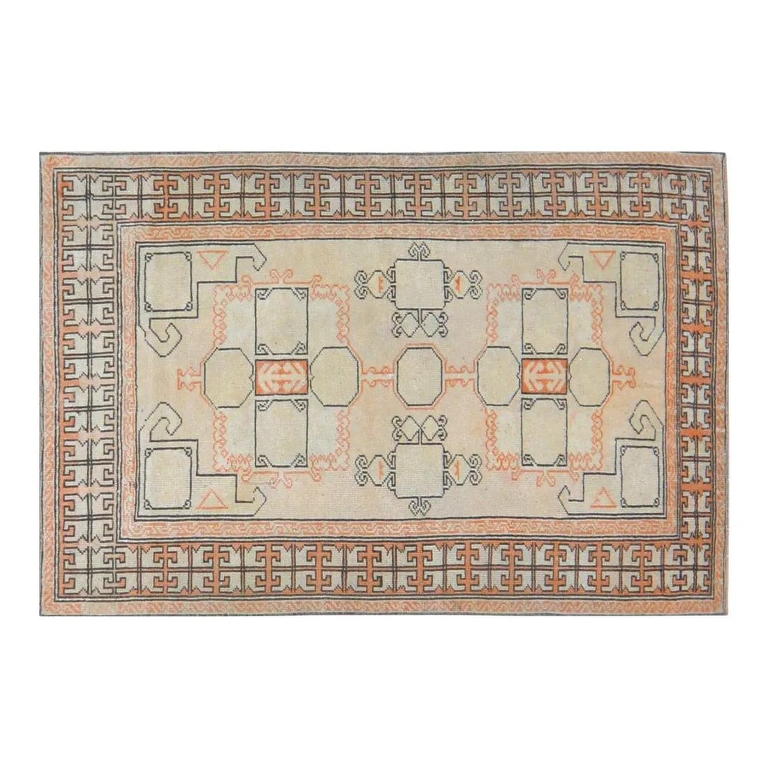 3'1" x 4'8" Anatolian Wool Rug Hand Knotted Vintage Turkish Carpet: 3'1" x 4'8" Anatolian Wool Rug Hand Knotted Vintage Turkish Carpet This vintage Turkish Anatolian rug is hand-knotted from wool using traditional techniques, blending timeless craftsmanship with a mod