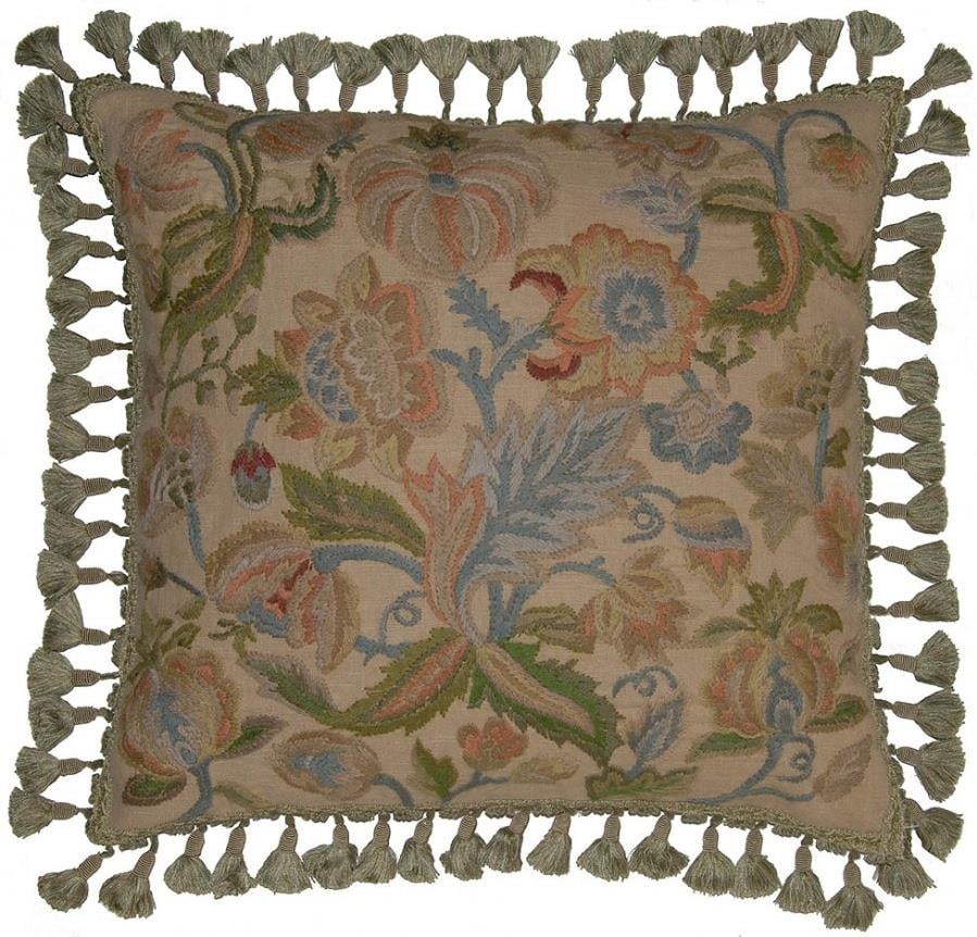 Provence Home Country Style Floral Pillow 21x21 Handmade Linen: Provence Home Country Style Floral Pillow 21x21 Handmade Linen Enhance your home decor with this charming Country Style Pillow featuring a delicate floral design. Hand-dyed and handmade, this square p
