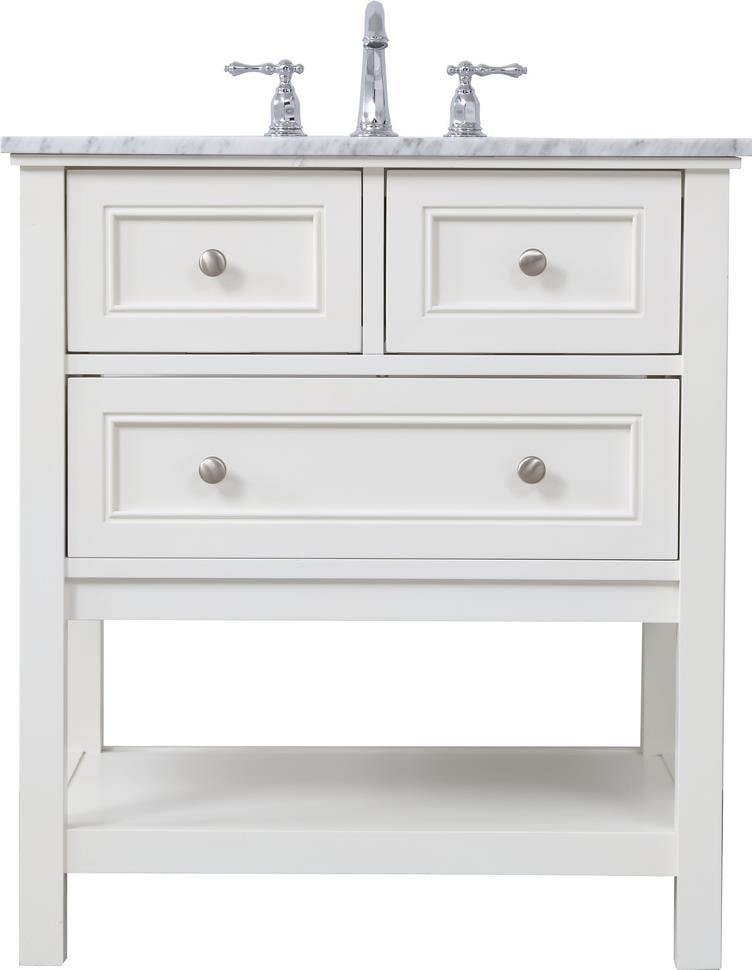 Contemporary White Vanity by Elegant Lighting in Brushed Nickel Finish: Contemporary White Vanity by Elegant Lighting in Brushed Nickel Finish Introducing a stylish and modern bathroom vanity that combines elegance and functionality. This contemporary white vanity feature