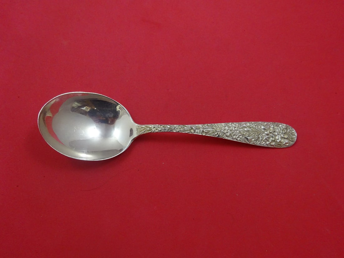 James R. Armiger Co. Sterling Silver Repousse Gumbo Soup Spoon 7": James R. Armiger Co. Sterling Silver Repousse Gumbo Soup Spoon 7" This exquisite gumbo soup spoon features the elegant Repousse pattern by James R. Armiger Co. Crafted from high-quality sterling silve