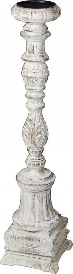 Provence Home Hand-Carved Candle Holder Distressed White 31 Inch (1 of 1)