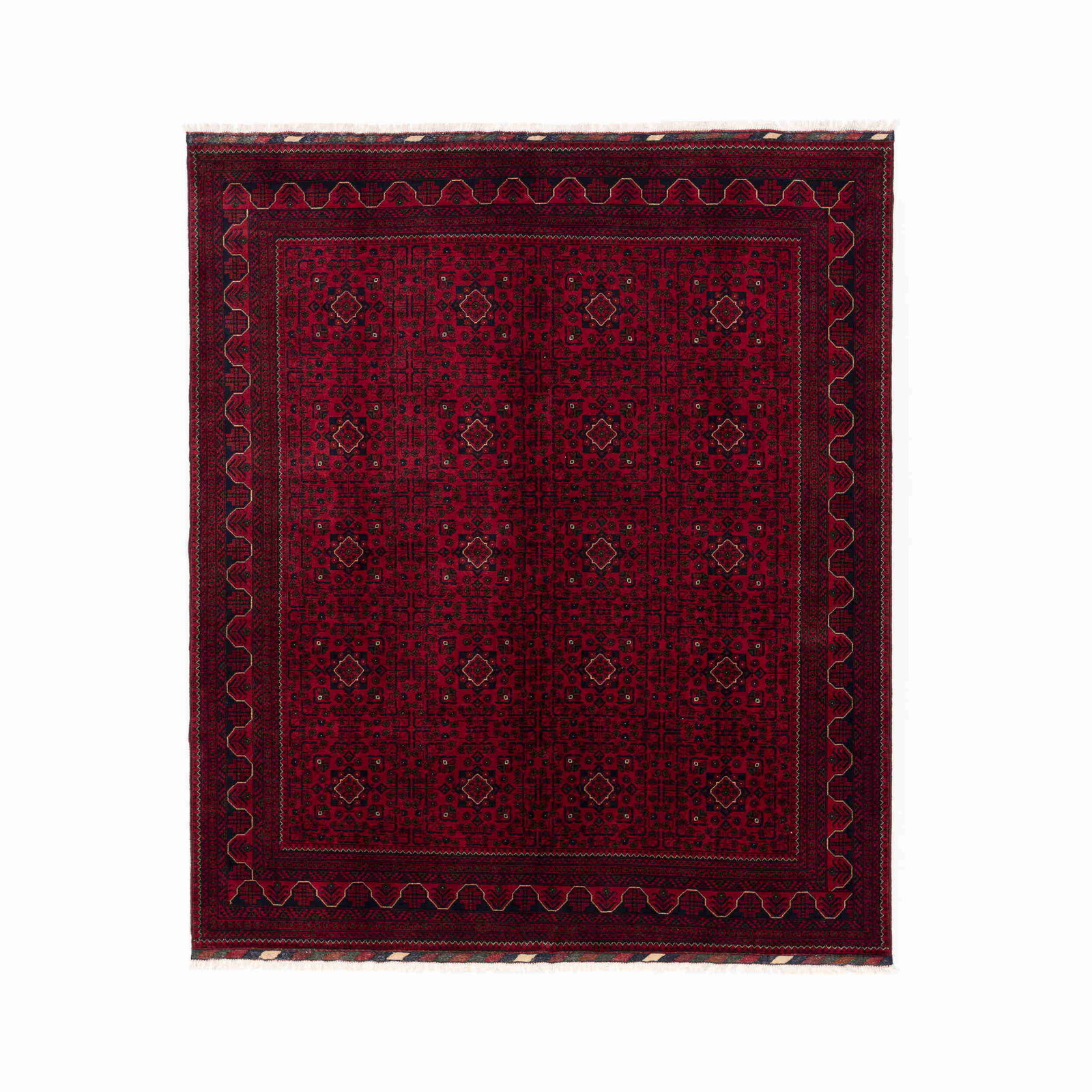 Authentic Handmade Kunduz Wool on Wool Carpet 98 x 113.8 Inches: Authentic Handmade Kunduz Wool on Wool Carpet 98 x 113.8 Inches This authentic handmade Kunduz carpet is crafted from high-quality wool on wool, showcasing exquisite artistry and craftsmanship. With a
