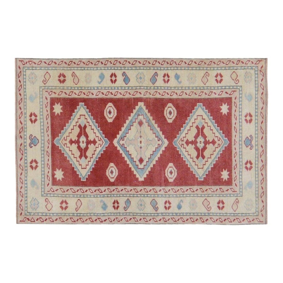 Hand-Knotted Anatolian Wool Area Rug 2'8'' x 4'1'' Tan: Hand-Knotted Anatolian Wool Area Rug 2'8'' x 4'1'' Tan This vintage Turkish Anatolian rug is hand-knotted from wool using traditional techniques, showcasing generations of skilled craftsmanship. Its t