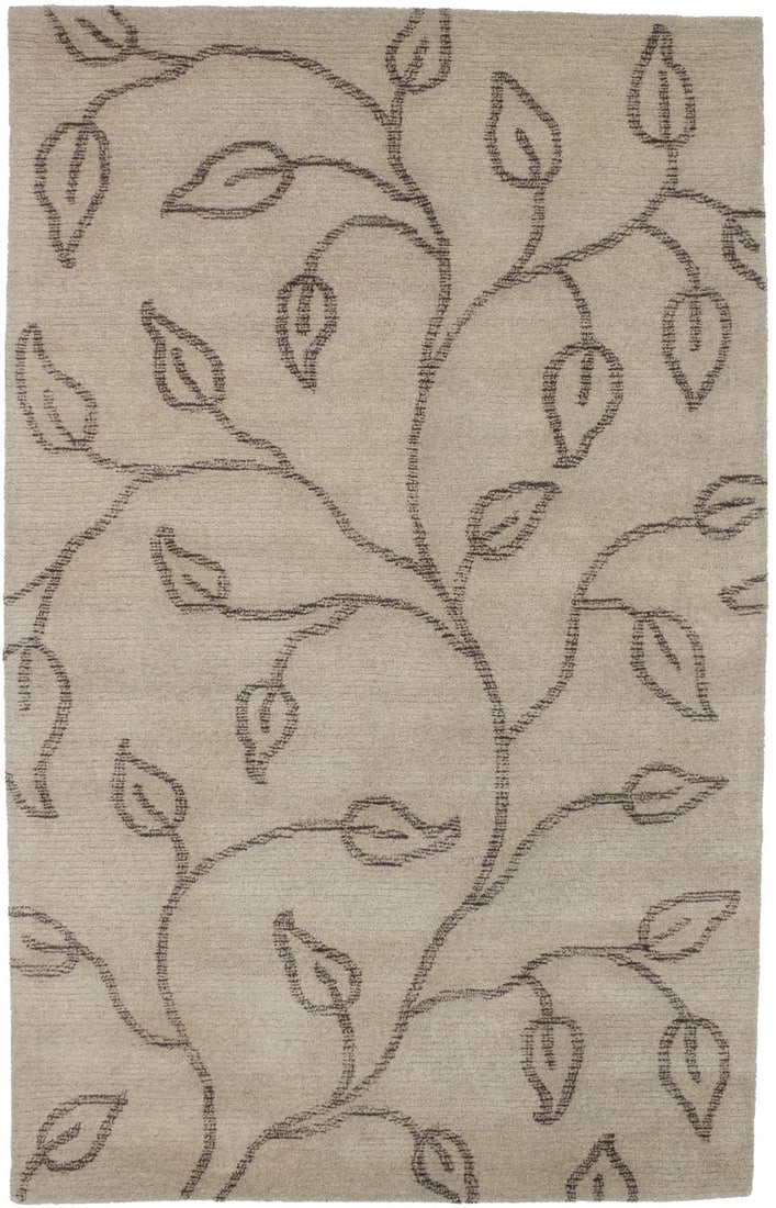 5x8 Wool Hand-Tufted Floral Modern Area Rug in Beige and Brown: 5x8 Wool Hand-Tufted Floral Modern Area Rug in Beige and Brown This hand-tufted area rug features a modern floral pattern in beige and brown tones, crafted from wool for durability and comfort. The ru