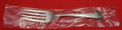 Lunt Early American Engraved Sterling Silver Cold Meat Fork 8 Inch (1 of 1)