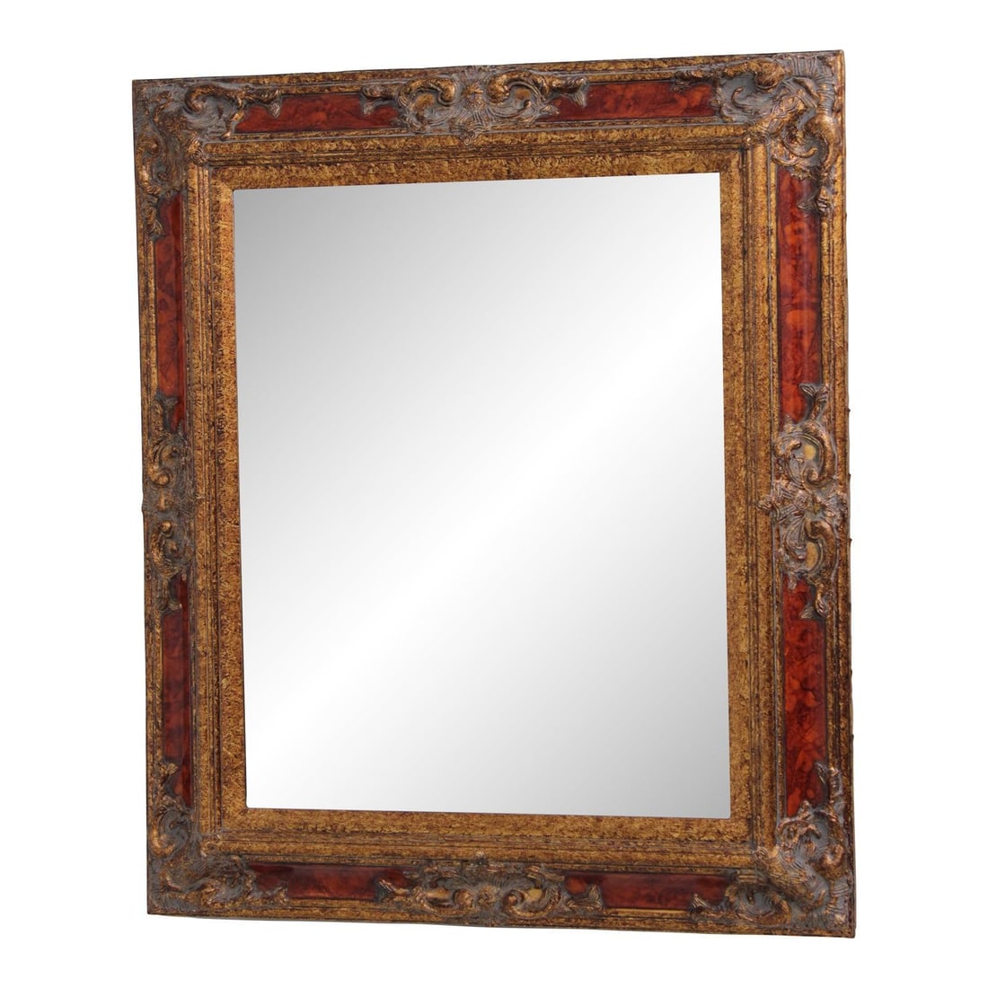 Rococo Style Giltwood Wall Mirror With Beveled Glass and Carved Details (1 of 10)