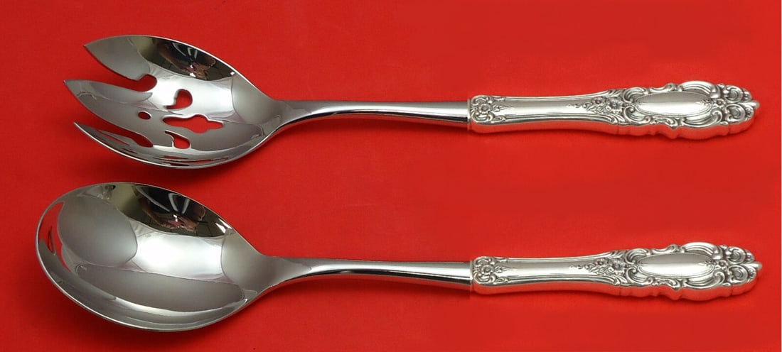 Towle Grand Duchess Sterling Silver Salad Serving Set 2pc 10.5 Custom: Towle Grand Duchess Sterling Silver Salad Serving Set 2pc 10.5 Custom Enhance your dining experience with the exquisite Grand Duchess Salad Serving Set by Towle. This 2-piece set, crafted from sterlin