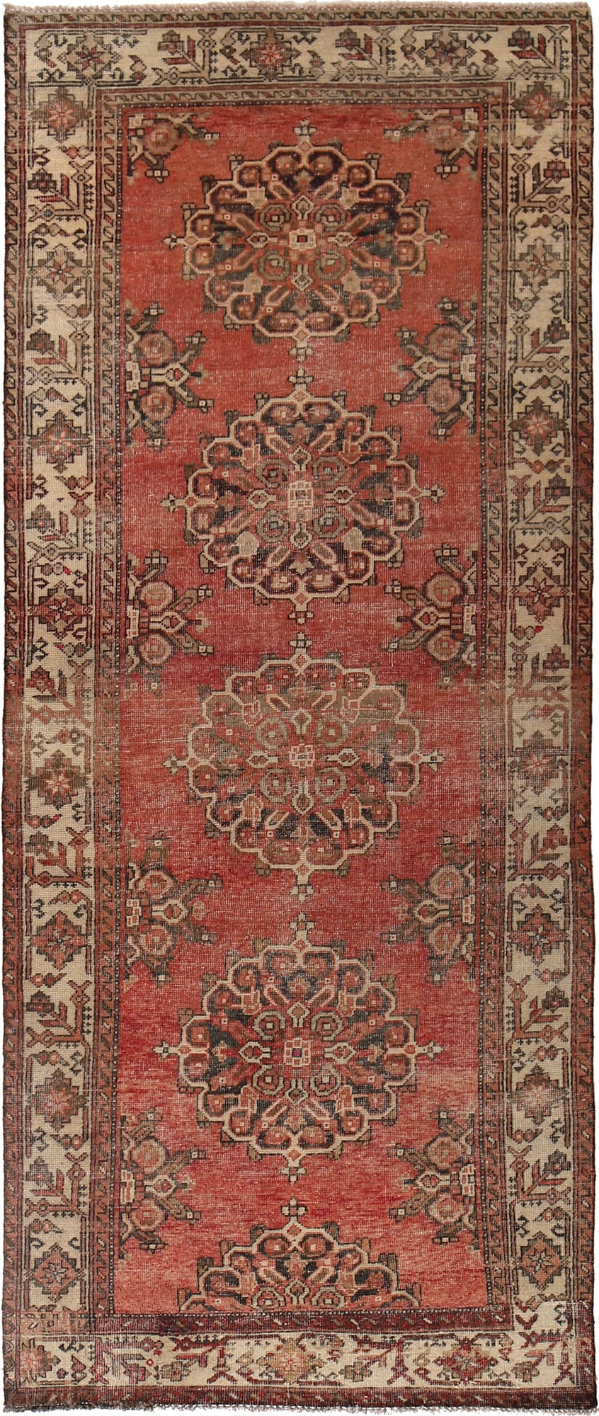 Persian Vintage Handmade Runner Rug 4.1 x 10.2 ft Wool Low Pile: Persian Vintage Handmade Runner Rug 4.1 x 10.2 ft Wool Low Pile Free continental US Shipping Elevate your home decor with this stunning 4' x 10' Persian Vintage Handmade Runner Rug, meticulously craft