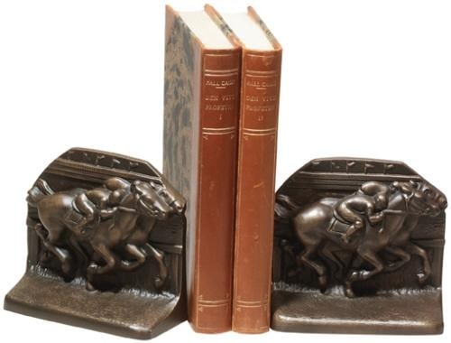 Lodge Style Equestrian Resin Bookends with Race Horses and Jockeys (1 of 1)