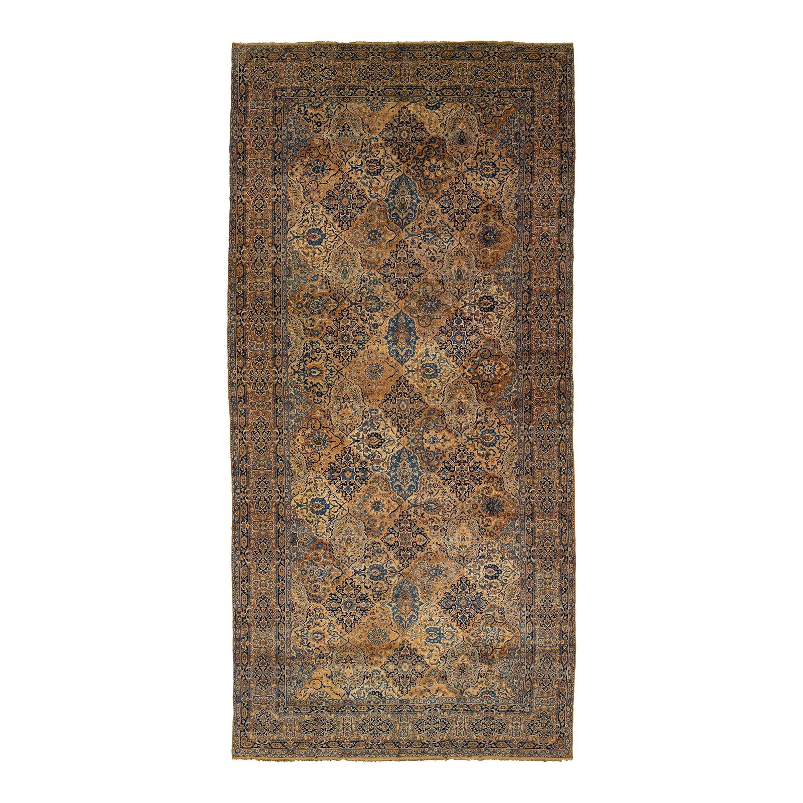 Gallery Size Hand-Knotted Persian Kerman Wool Rug Rust Color 10'9" x 22": Gallery Size Hand-Knotted Persian Kerman Wool Rug Rust Color 10'9" x 22" This stunning hand-knotted Persian Kerman wool rug showcases a rich rust-colored field adorned with an intricate allover motif 