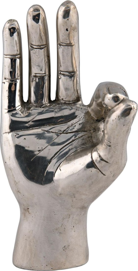 Noir Silver Metal Alloy OK Sign Home Decor Ornament: Noir Silver Metal Alloy OK Sign Home Decor Ornament Enhance your home decor with this elegant OK Sign ornament. Crafted from durable metal alloy with a sleek silver finish, this stylish piece stands a
