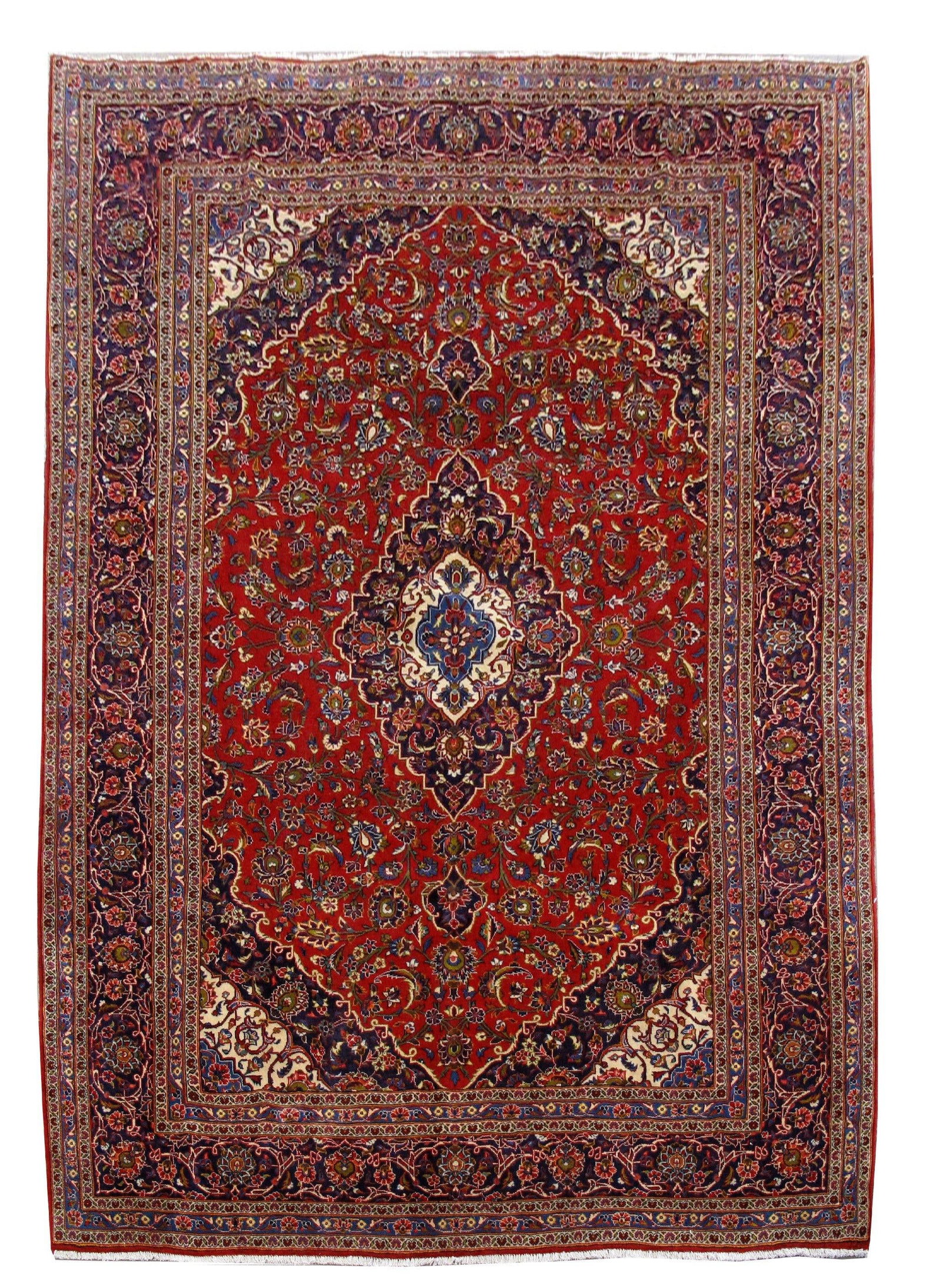 Authentic Persian Kashan Rug 8'2 x 11'8 Traditional Handcrafted Carpet: Authentic Persian Kashan Rug 8'2 x 11'8 Traditional Handcrafted Carpet Free continental US Shipping Experience the elegance of a handcrafted authentic Persian Kashan rug, measuring 8' 2" x 11' 8". Cre