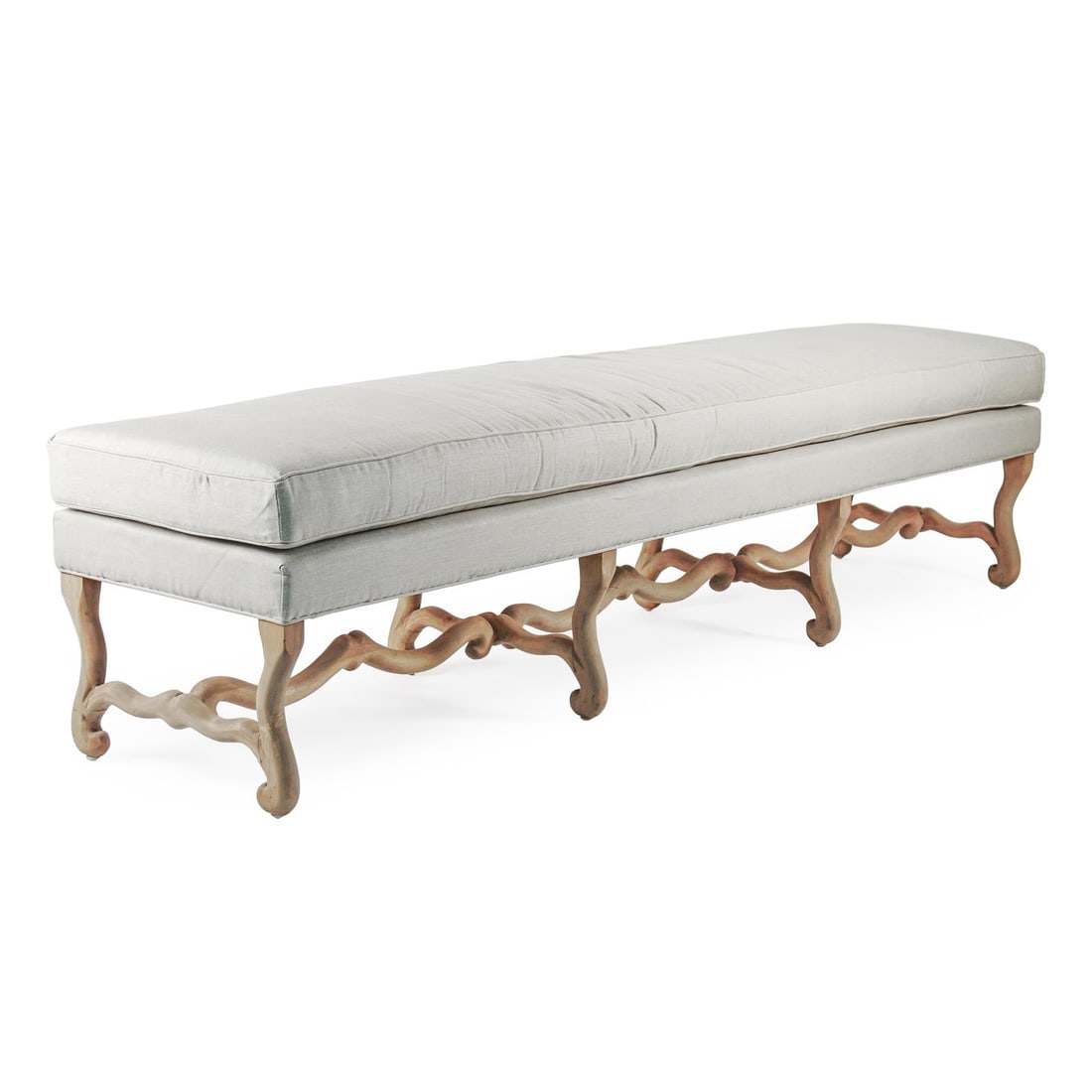 Zentique Cloris Oak Bench Alabaster Finish English Traditional Style (1 of 1)