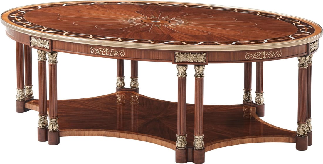 Theodore Alexander Paulette Oval Cocktail Table Brass Light Etimoe Finish (1 of 2)