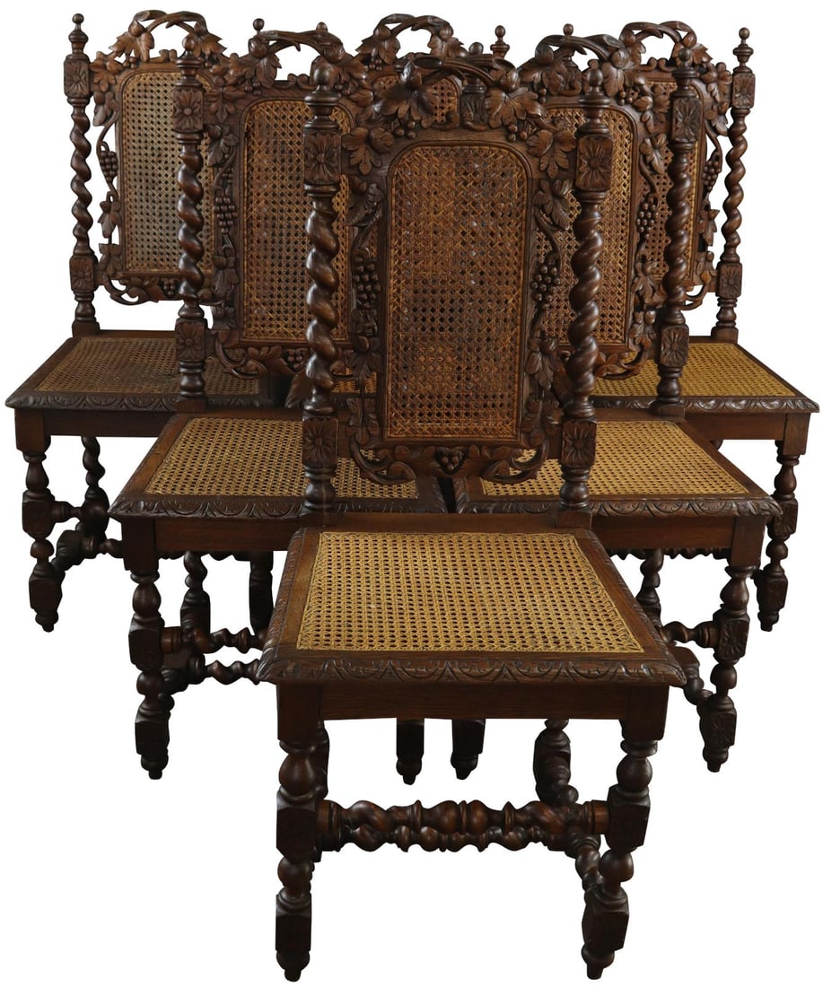 Set of 2 Antique French Oak Dining Chairs Renaissance Revival 1880 (1 of 14)