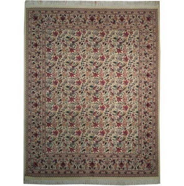 8x10.2 Signed Handmade Wool Rug English Garden Ivory 200 KPSI: 8x10.2 Signed Handmade Wool Rug English Garden Ivory 200 KPSI Free continental US Shipping Discover the exquisite craftsmanship of this 8 x 10.2 signed fine quality wool handmade rug in English Garden