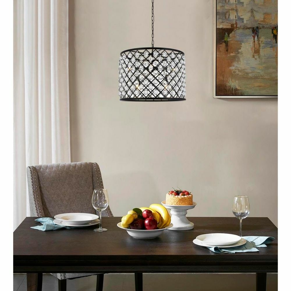 Madison 8-Light Matte Black Crystal Chandelier 27.5 Inch: Madison 8-Light Matte Black Crystal Chandelier 27.5 Inch This modern chandelier features a matte black frame accented with smooth, faceted Royal Cut clear crystal balls. Designed for use in foyers, li