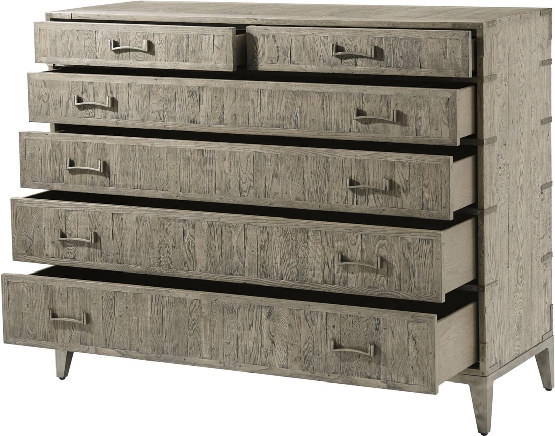 Theodore Alexander Echoes Collection Rustic Blue Chest: Theodore Alexander Echoes Collection Rustic Blue Chest Introducing the Sayer Chest from the Echoes Collection by Theodore Alexander. This rustic-style chest combines elegance with functionality, featu