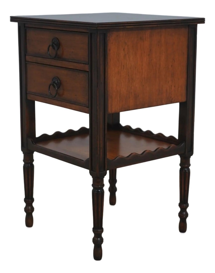 Theodore Alexander Brown Wood Nightstand 2 Drawer French Style (1 of 10)