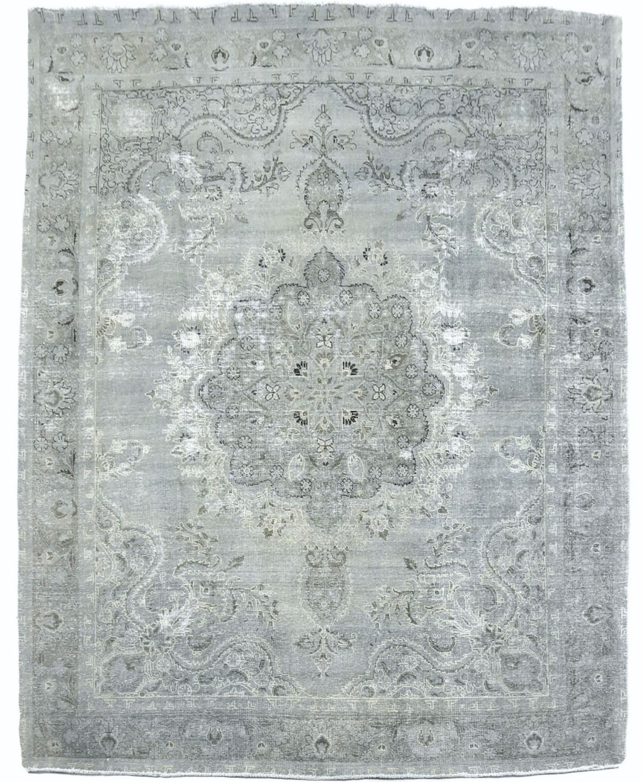 Handmade Wool Area Rug 9'6 x 12'7 Muted Floral Vintage Design (1 of 14)