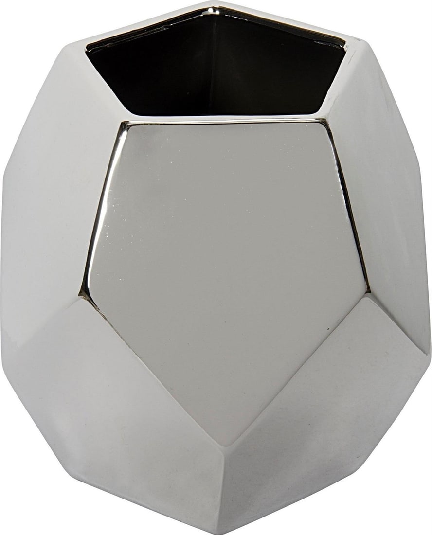 Noir Silver Ceramic Vase 10x10x10 Timeless Design (1 of 1)
