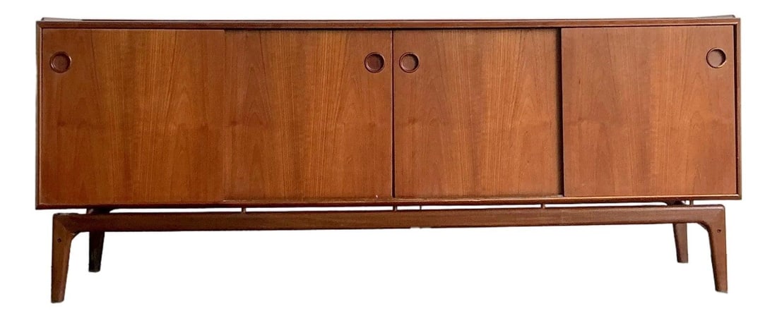 Teak Sideboard by Arne Hovmand-Olsen Danish Modern Credenza 79 Inch: Teak Sideboard by Arne Hovmand-Olsen Danish Modern Credenza 79 Inch This Mid-Century Modern credenza is a classic example of Danish design by Arne Hovmand-Olsen. Crafted from richly grained teak wood,