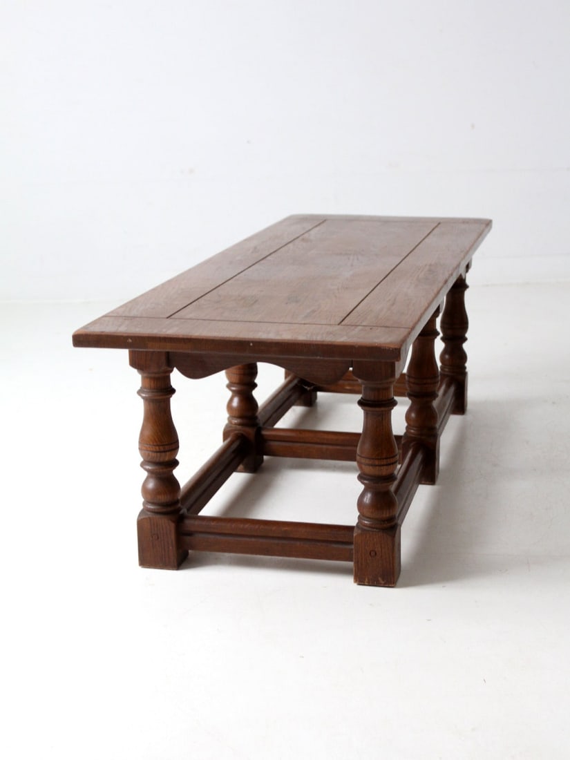 Mid Century Rustic Oak Coffee Table Solid Oak Lodge Design - 10