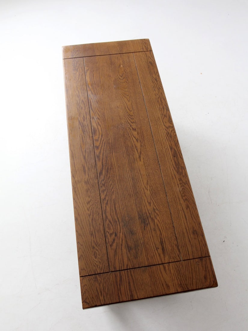 Mid Century Rustic Oak Coffee Table Solid Oak Lodge Design - 3