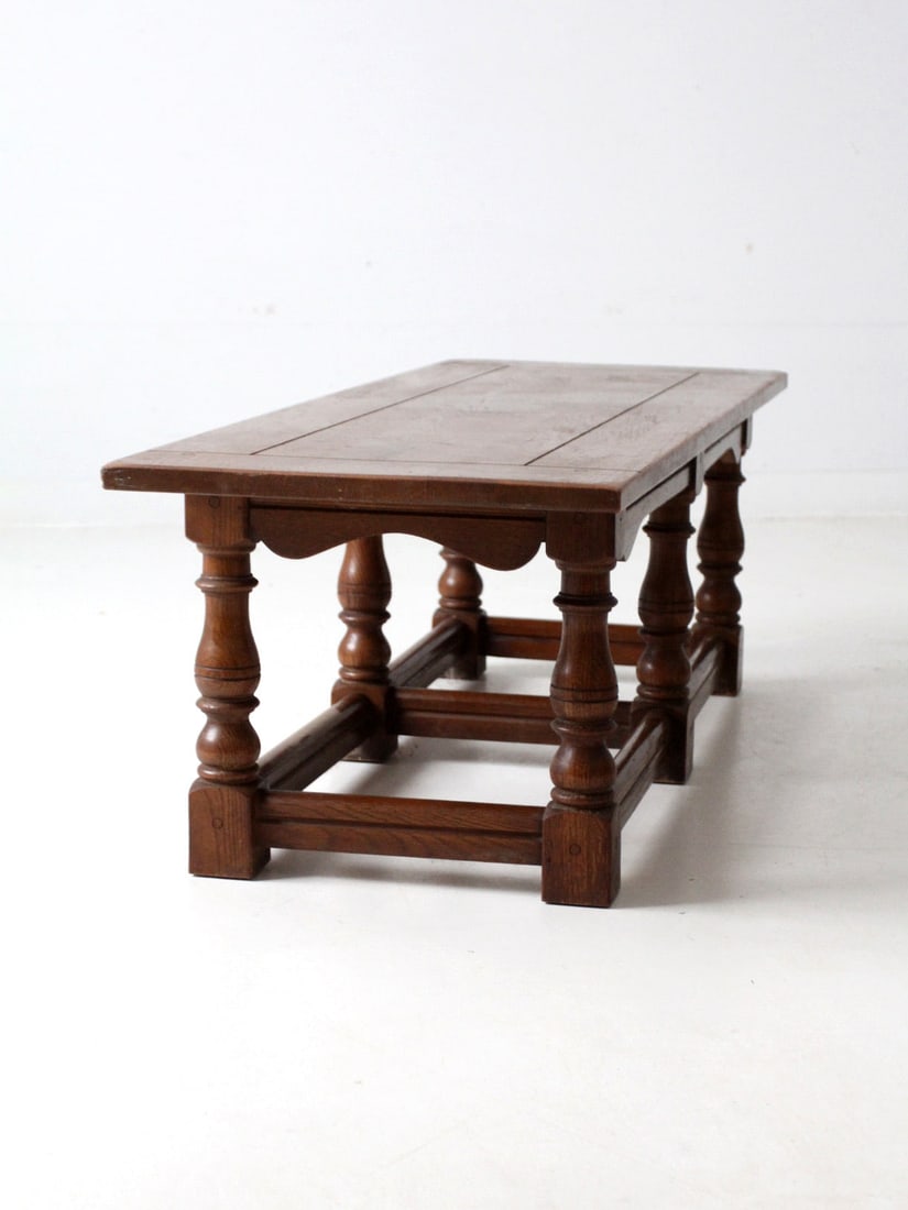 Mid Century Rustic Oak Coffee Table Solid Oak Lodge Design - 5