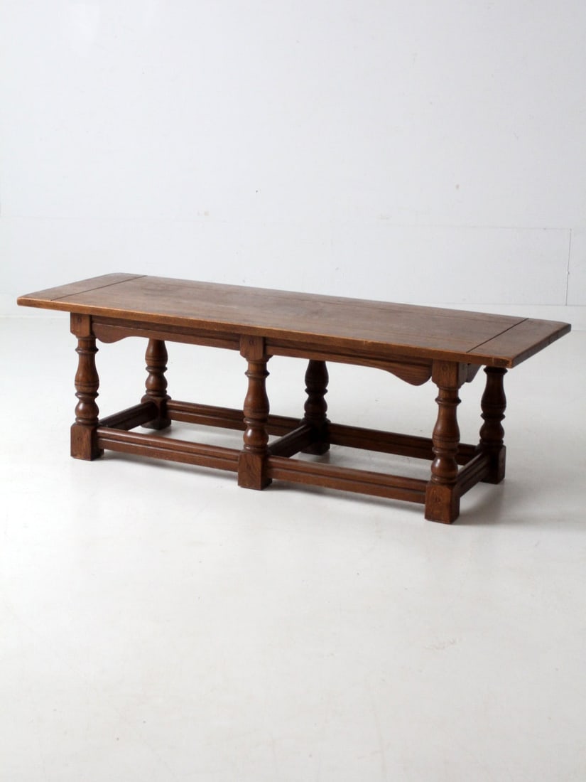 Mid Century Rustic Oak Coffee Table Solid Oak Lodge Design - 7