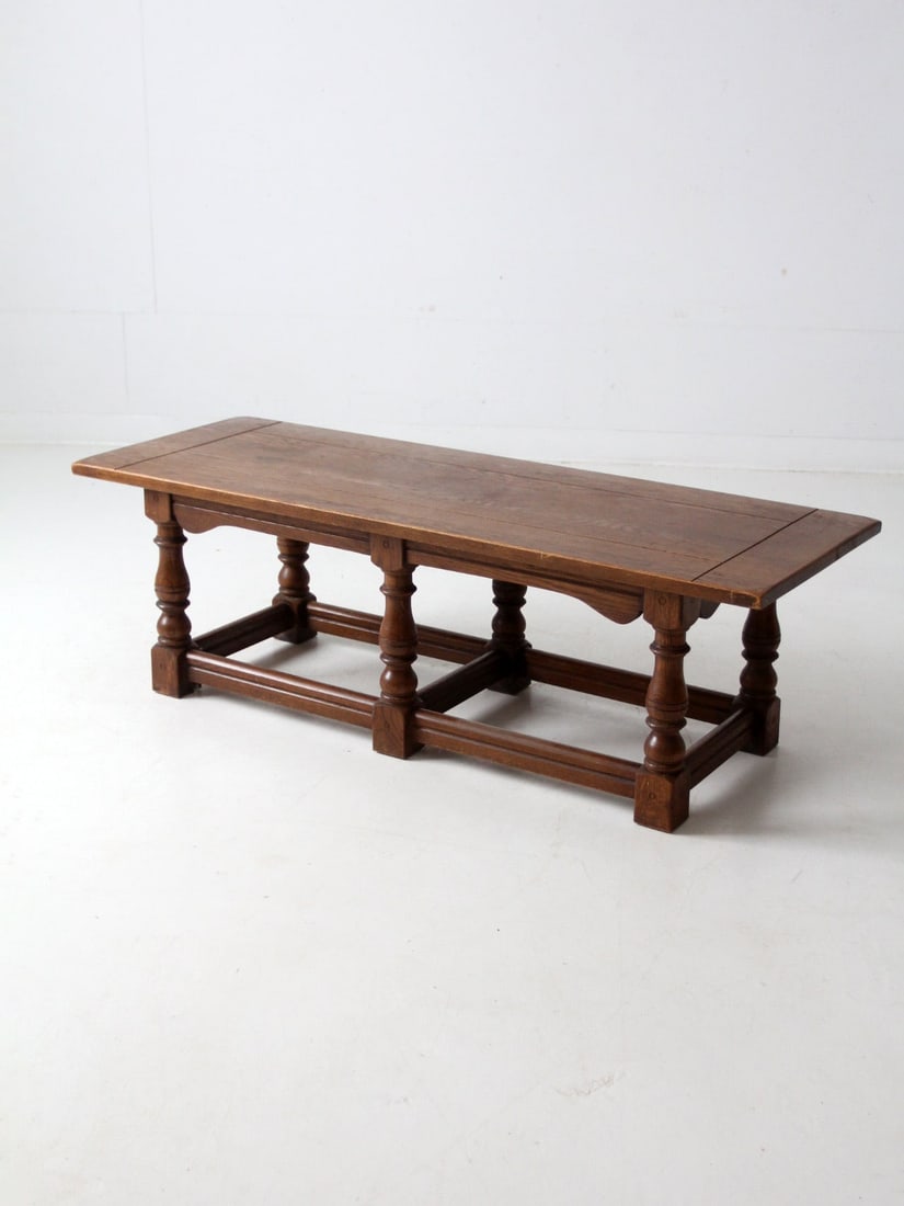 Mid Century Rustic Oak Coffee Table Solid Oak Lodge Design - 9