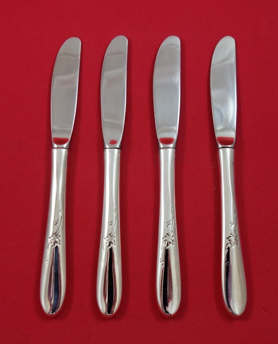 Reed Barton Autumn Leaves sterling hollow handle butter spreaders set of 4 6 3/4 (1 of 4)