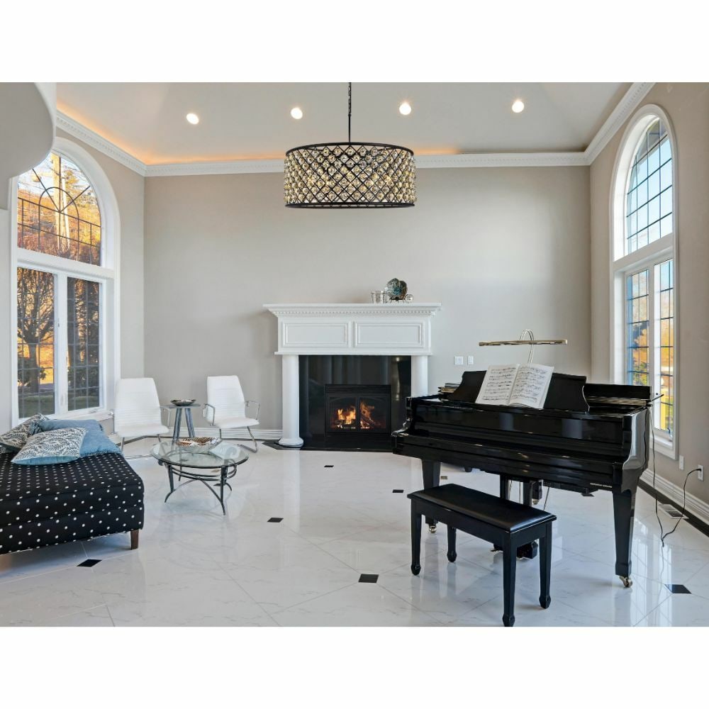 Madison 10-Light Matte Black Crystal Chandelier 42.5 Inch: Madison 10-Light Matte Black Crystal Chandelier 42.5 Inch This large Madison chandelier features a matte black frame paired with golden teak royal cut crystal balls, creating a striking centerpiece fo
