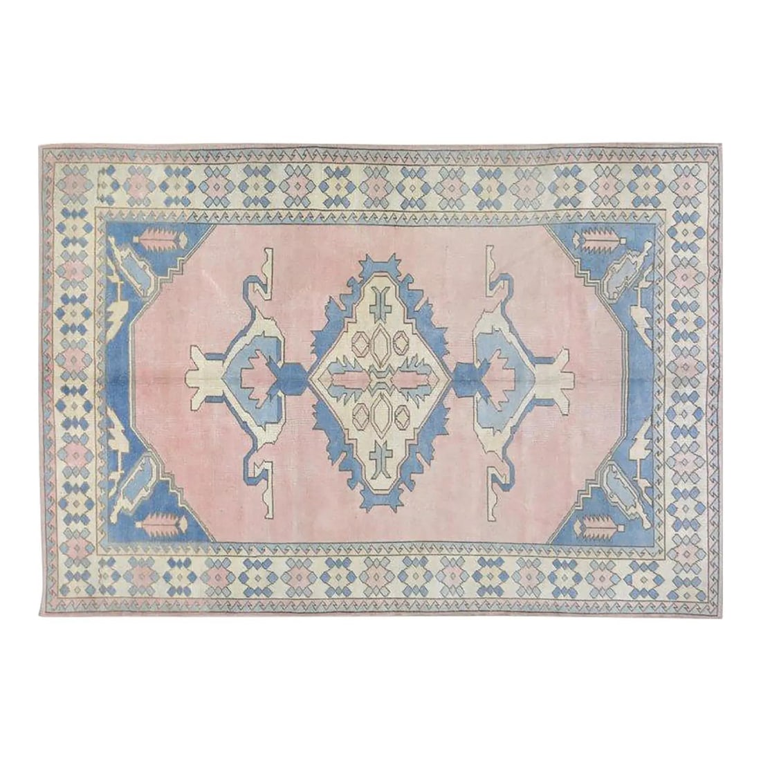 6'6 x 9'6 Hand-Knotted Wool Rug Turkish Anatolian Vintage: 6'6 x 9'6 Hand-Knotted Wool Rug Turkish Anatolian Vintage This vintage Turkish Anatolian hand-knotted wool rug is crafted using traditional techniques, offering durability, softness, and a rich textur