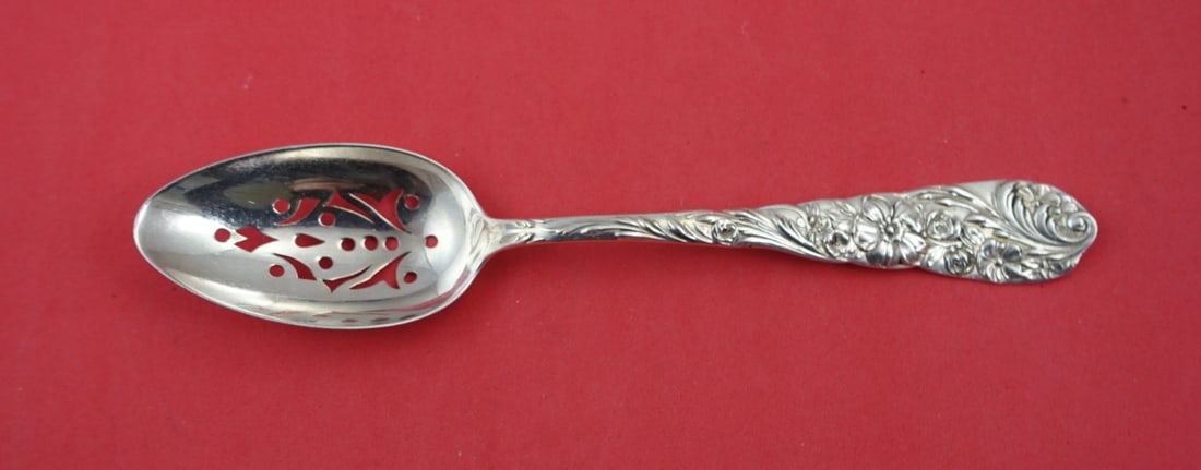 Reed and Barton Harlequin Sterling Silver Pierced Serving Spoon 8 3/8 (1 of 2)