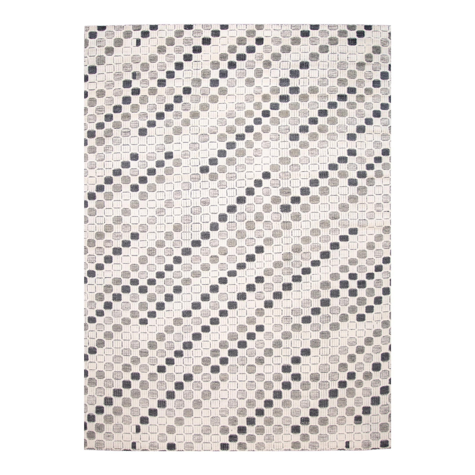 Ivory Hand-Knotted Wool Rug 10'0 x 13'9 Modern Geometric Design (1 of 8)