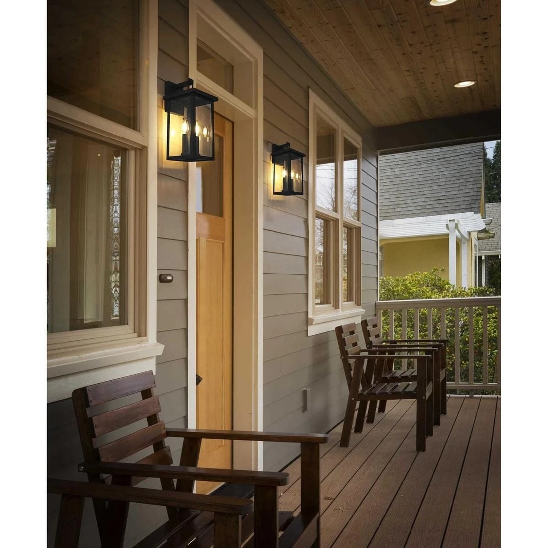 Venango Black Iron Glass Outdoor Wall Light 2 Bulb 15 Inch (1 of 9)