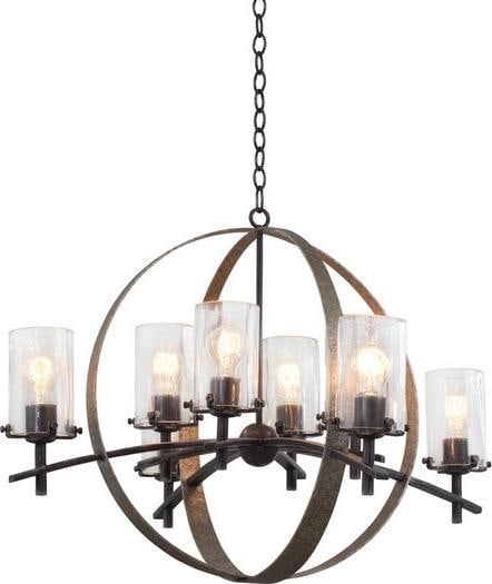 Kalco Irvine Iron 8-Light Bowl Chandelier Industrial Style (1 of 1)