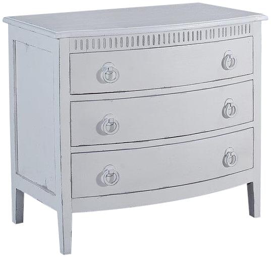 Theodore White Bowfront Chest with Brass Pulls: Theodore White Bowfront Chest with Brass Pulls Introducing the Antique Style White Theodore Chest, a charming addition to your home decor. This exquisite bowfront chest is designed with a vintage aest