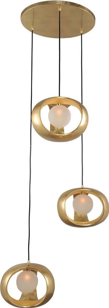 Kalco Calistoga Mid-Century Pendant Light Gold Leaf 3 Bulbs Dimmable (1 of 1)