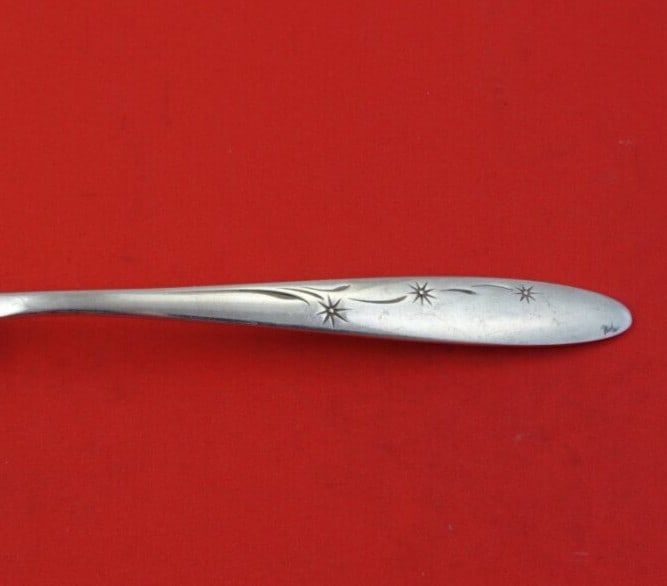 Sterling Silver Pierced Serving Spoon Celeste Pattern 8.5 Inch - 2